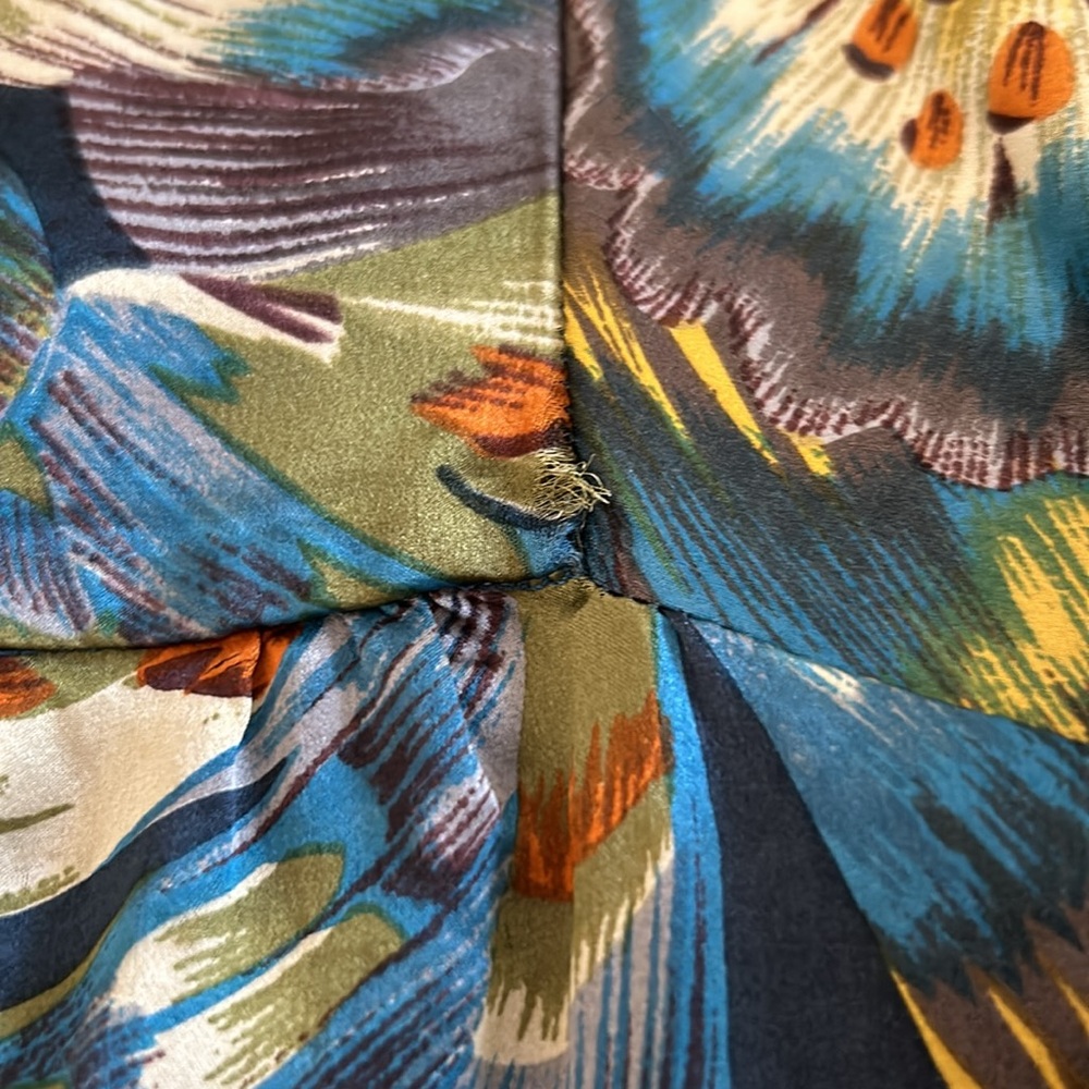 Gorgeous 100% Silk Dress Peacock Feather print midi dress - Picture 9 of 9